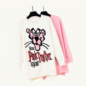 2019 Τελευταία σχεδίαση πουλόβερ ροζ Panther Jacquard Κυρίες Knit πουλόβερ φόρεμα