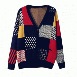2019 Plus Μέγεθος Αντίθεση Χρώμα Ζακάρ Χειμώνας Φθινόπωρο Γυναικεία Cardigan Knit πουλόβερ
