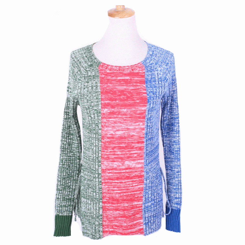 100% βαμβακερά πουλόβερ τριπλά χρώματα μακρύ πουλόβερ σώμα 2018 πουλόβερ γυναικών